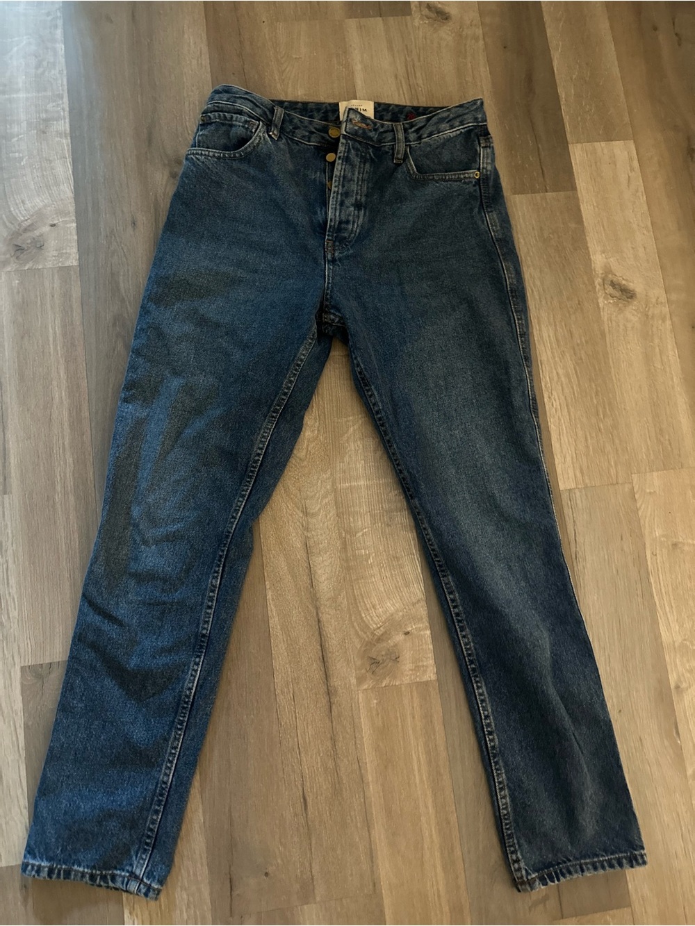 Sezane Straight Leg Jeans - Dark Blue Denim